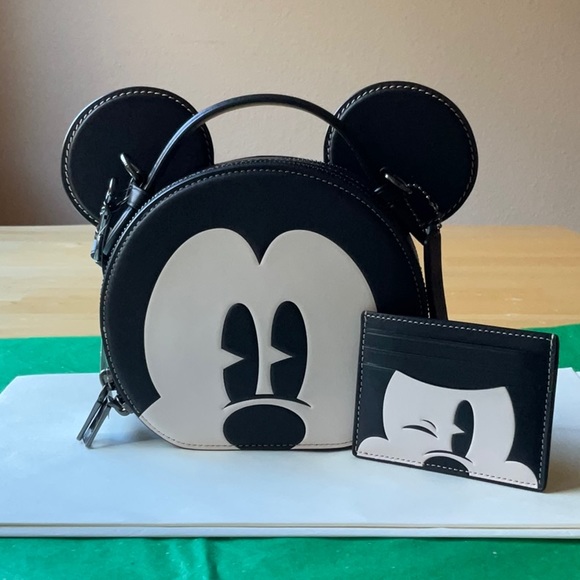 🐭 DISNEY X COACH MICKEY MOUSE EAR BAG & CARD CASE 🐭 NWT 🐭 - Picture 9 of 16